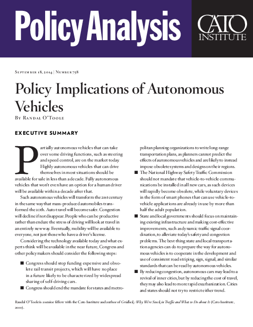 자율주행차의 정책 결과 (Policy Implications of Autonomous Vehicles)