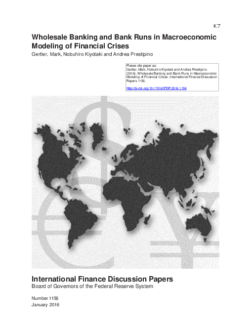 금융 위기의 거시 경제적 모델링에서 도매금융과 뱅크런 사태 (Wholesale Banking and Bank Runs in Macroeconomic Modeling of Financial Crises)