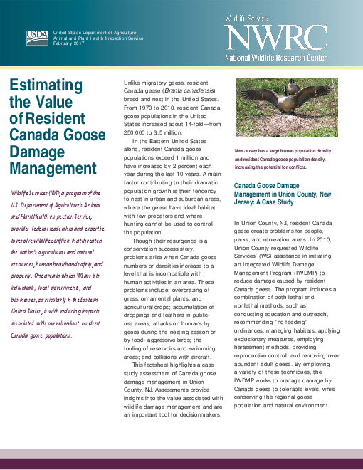 캐나다 거위 피해 관리의 가치 평가 (Estimating the value of Resident Canada Goose damage management)
