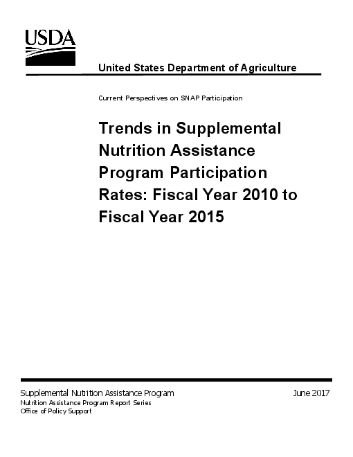 보조영양지원프로그램 참여율 추세 : 2010-2015 회계연도 기준 (Trends in supplemental nutrition assistance program participation rates: Fiscal year 2010 to fiscal year 2015)