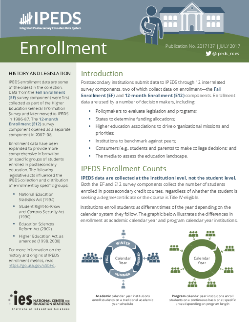2017년 7월, 고등교육통계시스템(IPEDS) 등록현황 (IPEDS enrollment, July 2017)