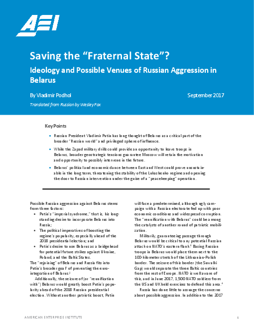 Saving the “Fraternal State”? ideology and possible venues of Russian aggression in Belarus