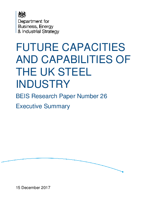영국 철강 산업의 미래 생산 능력과 역량 : 종합적 요약 (Future capacities and capabilities of the UK steel industry: Executive summary)