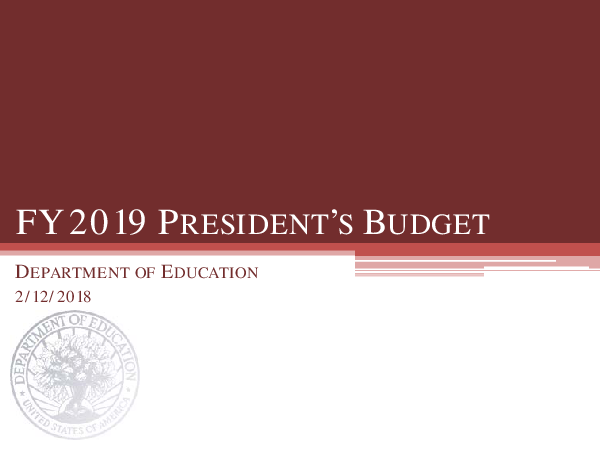 2019 회계연도 대통령 예산안 (FY 2019 President´s Budget)