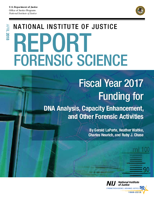 DNA 분석, 역량증진, 기타 수사활동을 위한 2017 회계연도 예산지원 (Fiscal Year 2017 Funding for DNA Analysis, Capacity Enhancement, and Other Forensic Activities)