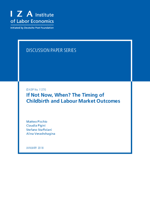 지금이 아니라면 언제? 출산 시기 및 노동 시장 성과 (If Not Now, When? The Timing of Childbirth and Labour Market Outcomes)