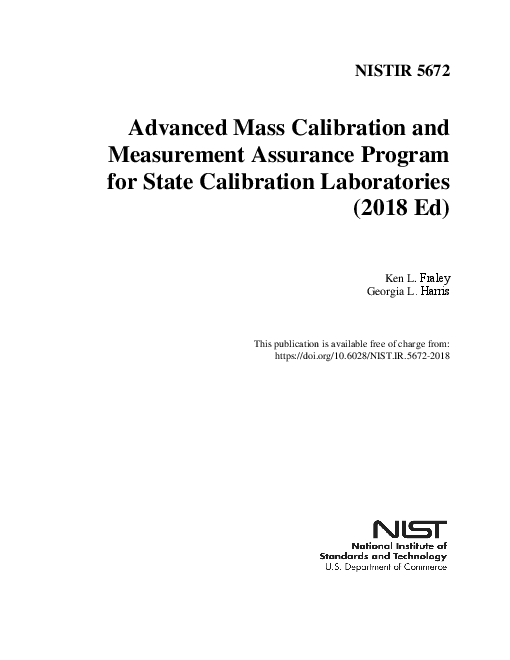 주 교정 실험실 대상 고급 일괄 교정 및 측정 보증 프로그램, 2018년 (Advanced Mass Calibration and Measurement Assurance Program for State Calibration Laboratories (2018 Ed))