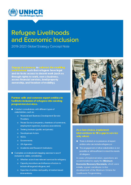 난민 생계 및 경제적 포용 : 2019-23년 글로벌 전략 설명 (Refugee Livelihoods and Economic Inclusion: 2019-2023 Global Strategy Concept Note)