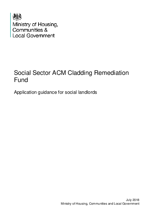 사회주택 알루미늄 복합재료 외장제 개선 기금 : 공공임대주택 사업자에 대한 적용 지침 (Social Sector ACM Cladding Remediation Fund: application guidance for social landlords)