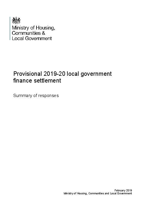 2019-20년 임시 지방정부 재정 결산 : 반응 요약 (Provisional 2019-20 local government finance settlement: Summary of responses)