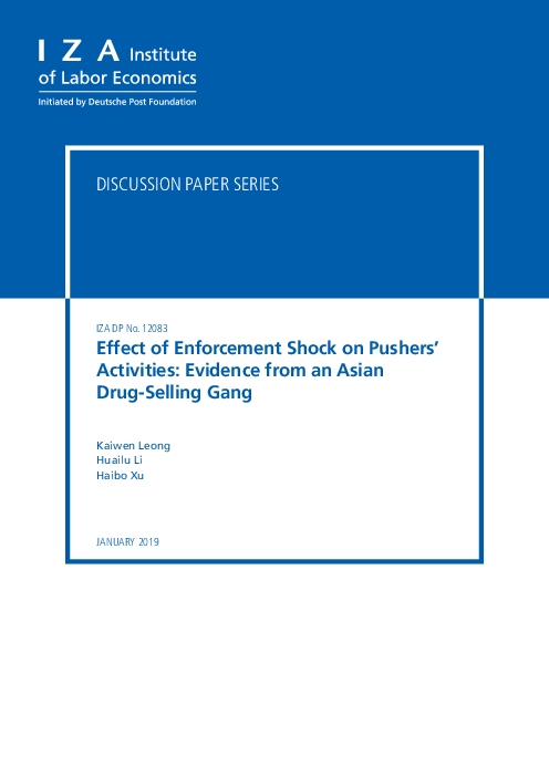 밀매자 활동에 강력 단속이 미친 영향 : 아시아 마약 판매 범죄조직에서 나온 증거 (Effect of Enforcement Shock on Pushers´ Activities: Evidence from an Asian Drug-Selling Gang)