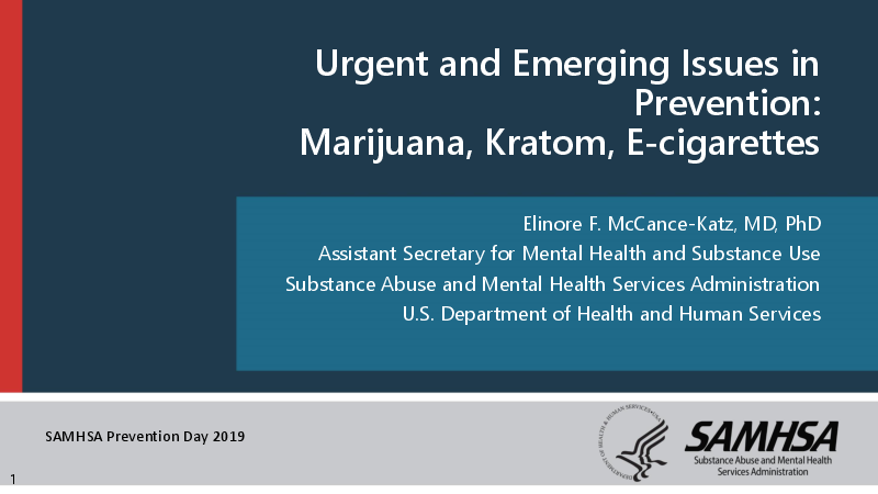마리화나, 크라톰 및 전자담배 남용 예방 및 대책 관련 긴급사안 (Urgent and Emerging Issues in Prevention: Marijuana, Kratom, E-cigarett)
