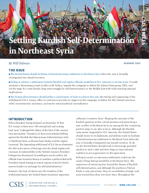 시리아 북동 지역의 쿠르드 자기 결정 합의 (Settling Kurdish Self-Determination in Northeast Syria)