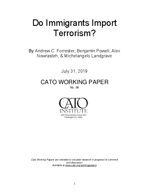 이민으로 인한 테러의 발생 가능성 : 2019년 7월 조사 자료 (Do Immigrants Import Terrorism?)