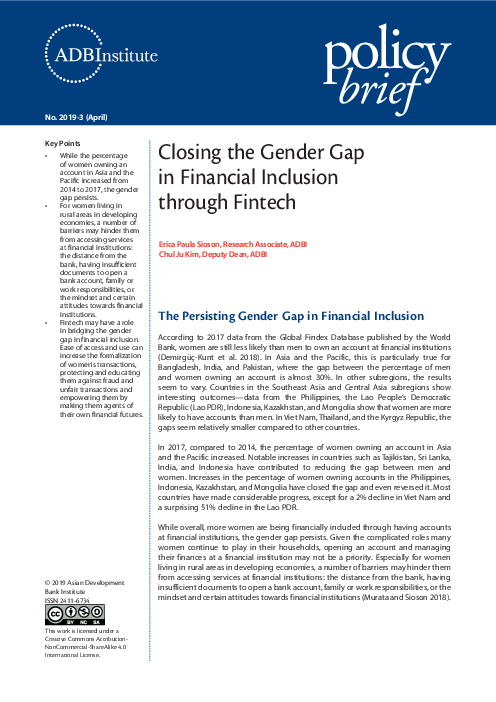 핀테크를 통해 금융 포용에서 성별 격차 해소 (Closing the Gender Gap in Financial Inclusion through Fintech)