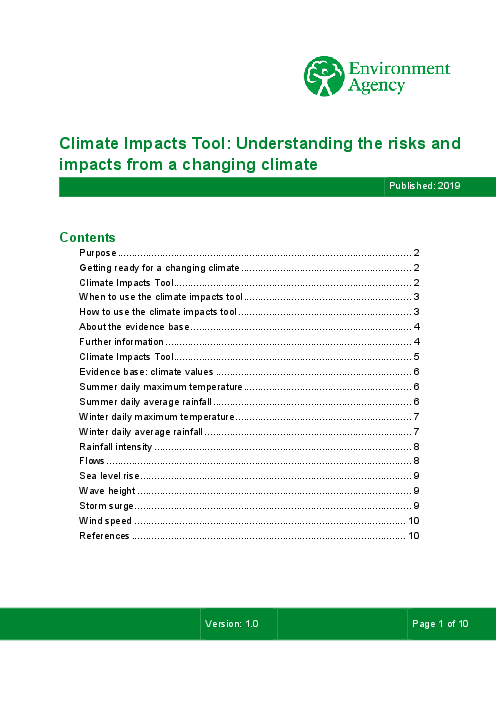 기후 영향 도구 : 기후변화로 인한 위험과 영향의 이해 (Climate Impacts Tool: Understanding the risks and impacts from a changing climate)