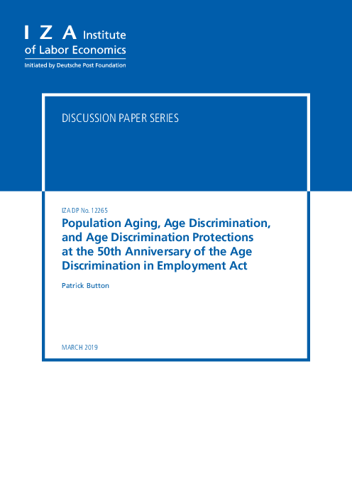 고용연령차별금지법 제정 후 50년 : 인구 고령화, 연령 차별 및 연령 차별 보호 (Population Aging, Age Discrimination, and Age Discrimination Protections at the 50th Anniversary of the Age Discrimination in Employment Act )