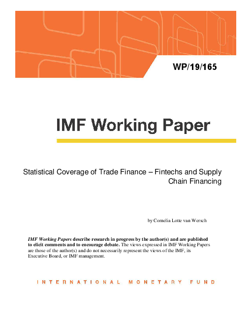 무역금융의 통계 적용 범위 : 핀테크와 공급망 자금 조달 (Statistical Coverage of Trade Finance: Fintechs and Supply Chain Financing)