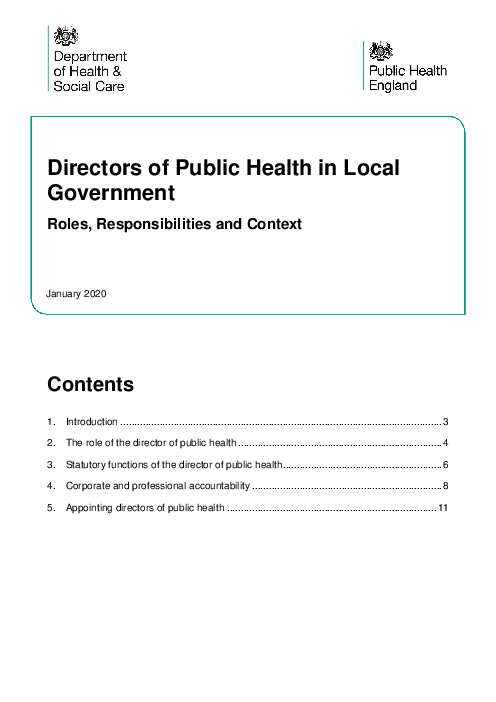 지방 정부 내 공공보건국장의 역할과 책임, 현황 (Directors of Public Health in Local Government: Roles, Responsibilities and Context)