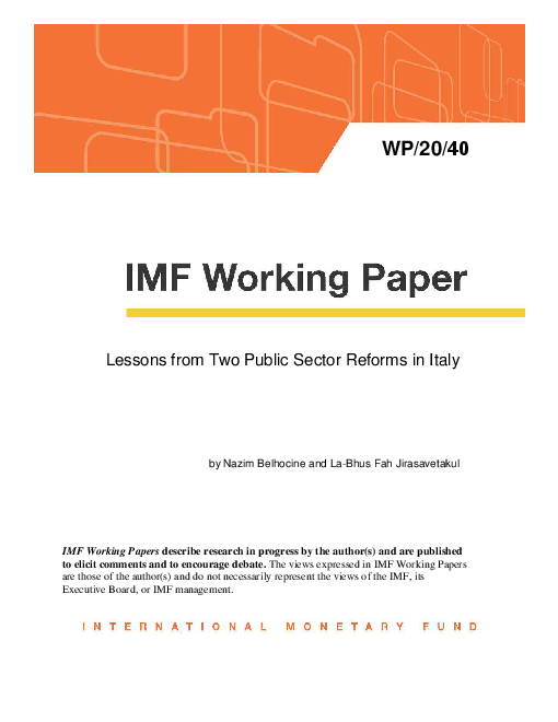 이탈리아 두 공공 부문 개혁에 따른 교훈 (Lessons from Two Public Sector Reforms in Italy)