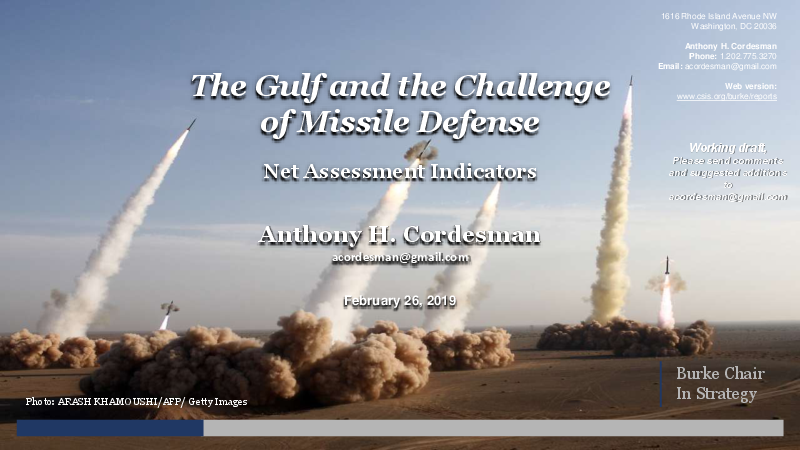 페르시아만과 미사일 방어망 문제 : 실체 평가 지표 (The Gulf and the Challenge of Missile Defense: Net Assessment Indicators)