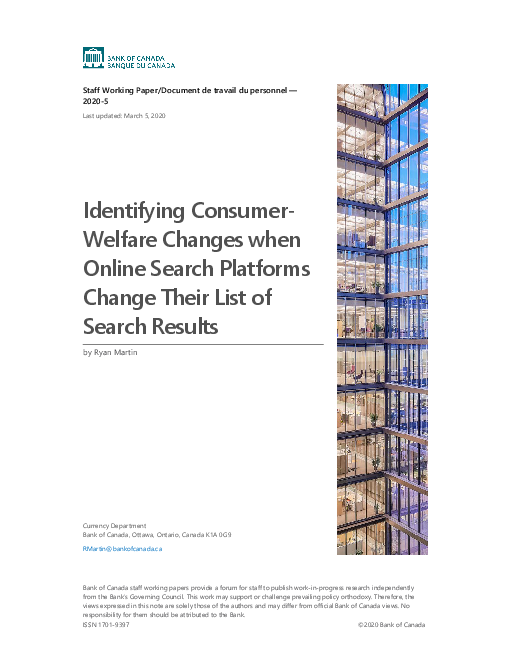 온라인 검색 플랫폼의 검색 결과 목록 변경이 소비자 복지에 미치는 영향 (Identifying Consumer-Welfare Changes when Online Search Platforms Change Their List of Search Results)(2020)