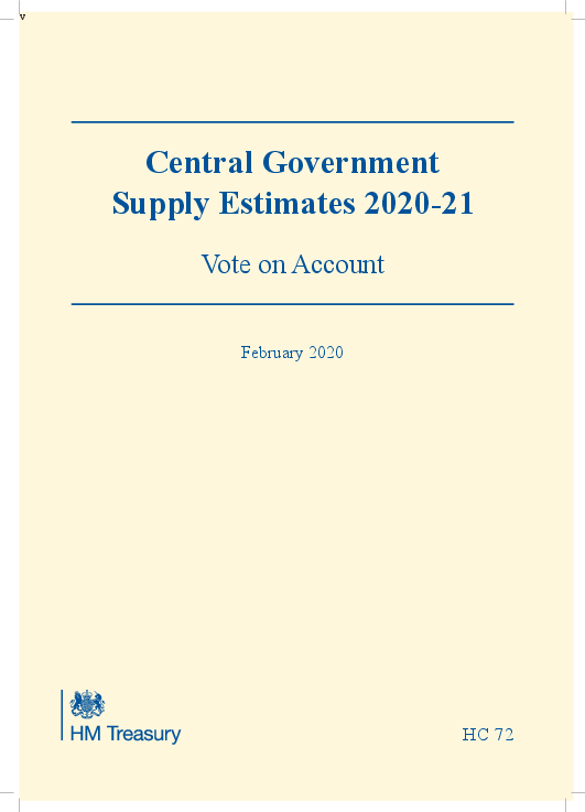 2020-21년 중앙정부 주요 세출예산안 : 2021년 3월 31일 종료 잠정예산  (Central Government Supply Estimates 2020-21: Vote on Account: for the year ending 31 March 2021)