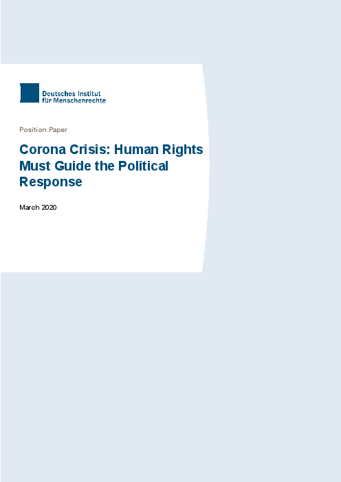 코로나바이러스 감염증(COVID-19) 위기 : 인권에 기반한 정치적 대응 (Corona Crisis: Human Rights Must Guide the Political Response)