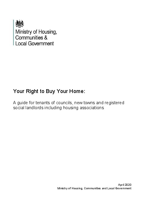 공공임대주택 구매권 : 주택조합을 포함한 공영, 신도시 및 공공임대주택 세입자 지침   (Your Right to Buy Your Home: A guide for tenants of councils, new towns and registered social landlords including housing associations)
