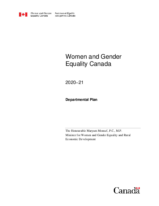 캐나다 여성 및 성평등부(WAGE) 2020-21년 사업 계획 (2020-21 Departmental Plan - Women and Gender Equality Canada)