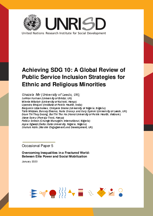 지속가능발전목표(SDG) 10 달성 : 소수 민족 및 종교 공동체 공공 서비스 포용 전략 검토 (Achieving SDG 10: A Global Review of Public Service Inclusion Strategies for Ethnic and Religious Minorities)
