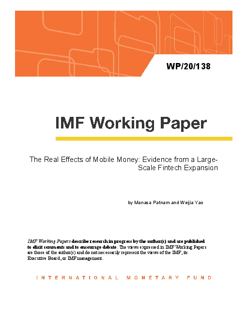 모바일 머니의 실질적 효과 : 대규모 핀테크 확장에서 얻은 증거 (The Real Effects of Mobile Money: Evidence from a Large-Scale Fintech Expansion)