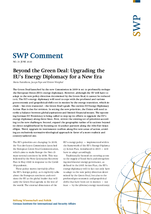 그린딜을 넘어 : 새로운 시대를 위한 유럽연합 에너지 외교 개정 (Beyond the Green Deal: Upgrading the EU’s Energy Diplomacy for a New Era)