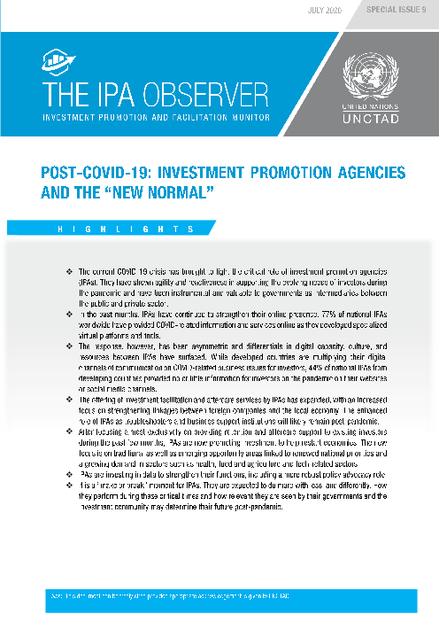코로나바이러스감염증-19(COVID-19) 이후 : 투자 촉진 기관(IPA) 및 새로운 정상화 (Post-COVID-19: Investment Promotion Agencies and the 