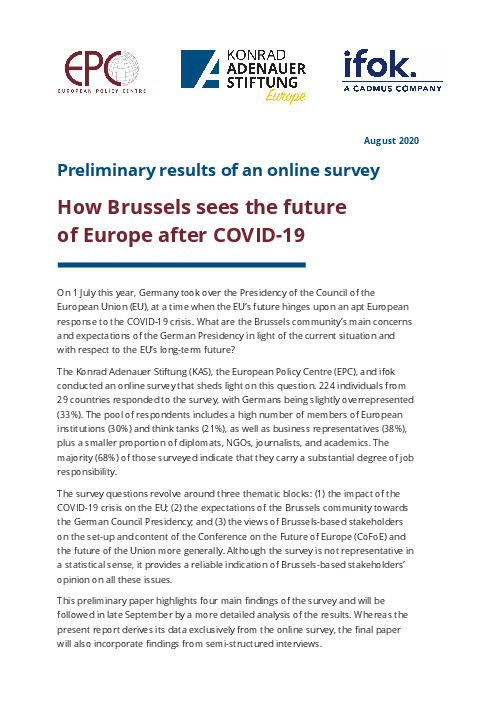 코로나바이러스감염증-19(COVID-19) 이후 유럽의 미래에 대한 브뤼셀의 전망 (How Brussels sees the future of Europe after COVID-19)(2020)