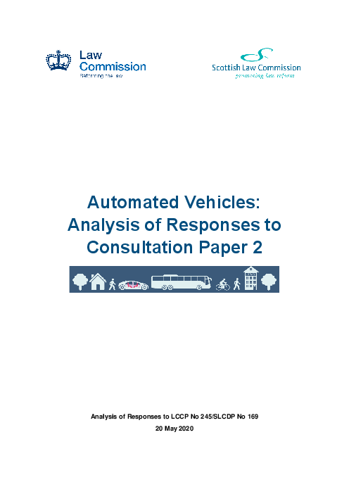 자율주행 차량 : 자문 보고서 2에 대한 응답 분석 (Automated Vehicles: Analysis of Responses to Consultation Paper 2)