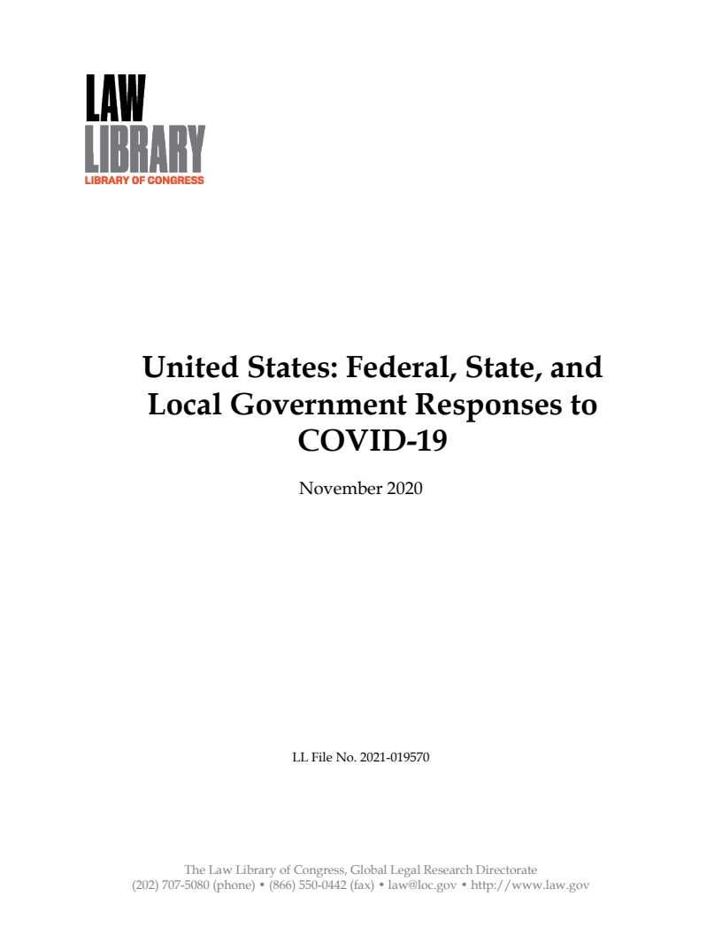 2020년 11월 미국 연방, 주, 지방정부의 코로나19 대응 (United States: Federal, State, and Local Government Responses to COVID-19: November 2020)(2020)