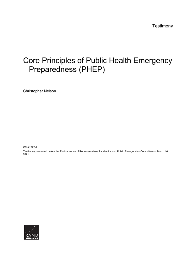 공공보건 비상대책(PHEP)의 핵심 가치 (Core Principles of Public Health Emergency Preparedness (PHEP))