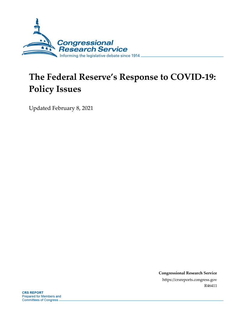 코로나19에 대한 미국 연방준비은행의 대응 : 정책 쟁점 (The Federal Reserve’s Response to COVID-19: Policy Issues)