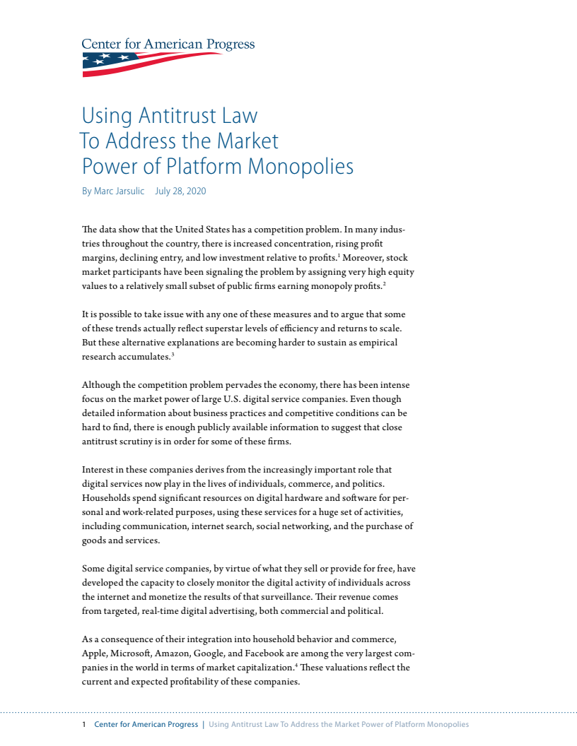 반독점법을 통한 독점 플랫폼의 시장지배력 문제 해결 (Using Antitrust Law To Address the Market Power of Platform Monopolies)