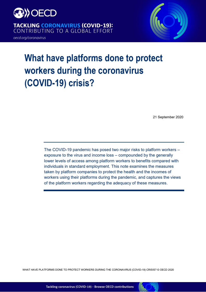 코로나19 위기 중 플랫폼 근로자를 위한 해당 기업의 조치 (What have platforms done to protect workers during the coronavirus (COVID 19) crisis?)(2020)