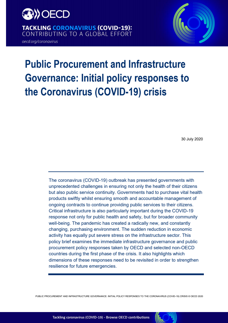 코로나19 위기에 대한 초기 정책 대응 (Public procurement and infrastructure governance: Initial policy responses to the coronavirus (Covid-19) crisis)(2020)