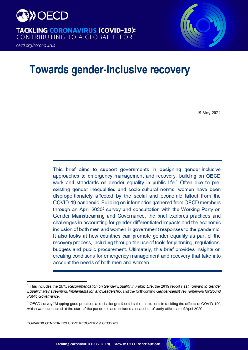 젠더 포용적 회복을 향하여 (Towards gender-inclusive recovery)