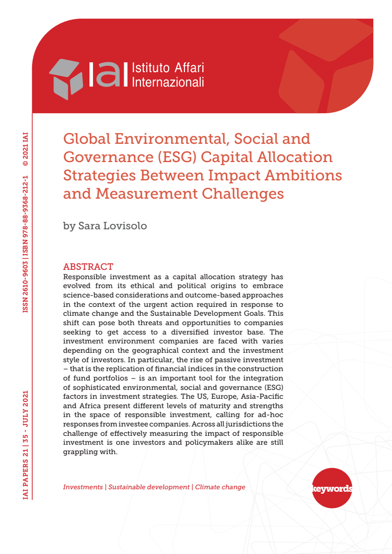 영향 목표와 측정 과제 간 전 세계 환경, 사회, 거버넌스(ESG) 자본 배분 전략 (Global Environmental, Social and Governance (ESG) Capital Allocation Strategies Between Impact Ambitions and Measurement Challenges)