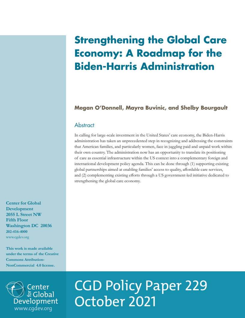 전 세계 돌봄경제 강화 : 바이든-해리스 행정부를 위한 계획안 (Strengthening the Global Care Economy: A Roadmap for the Biden-Harris Administration)