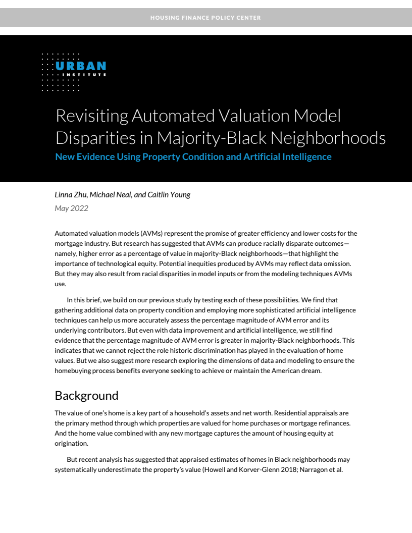 흑인 거주지역의 자동 가치산정 모델 격차 재검토 : 부동산 상태와 인공지능을 이용한 새로운 증거 (Revisiting Automated Valuation Model Disparities in Majority-Black Neighborhoods: New Evidence Using Property Condition and Artificial Intelligence)