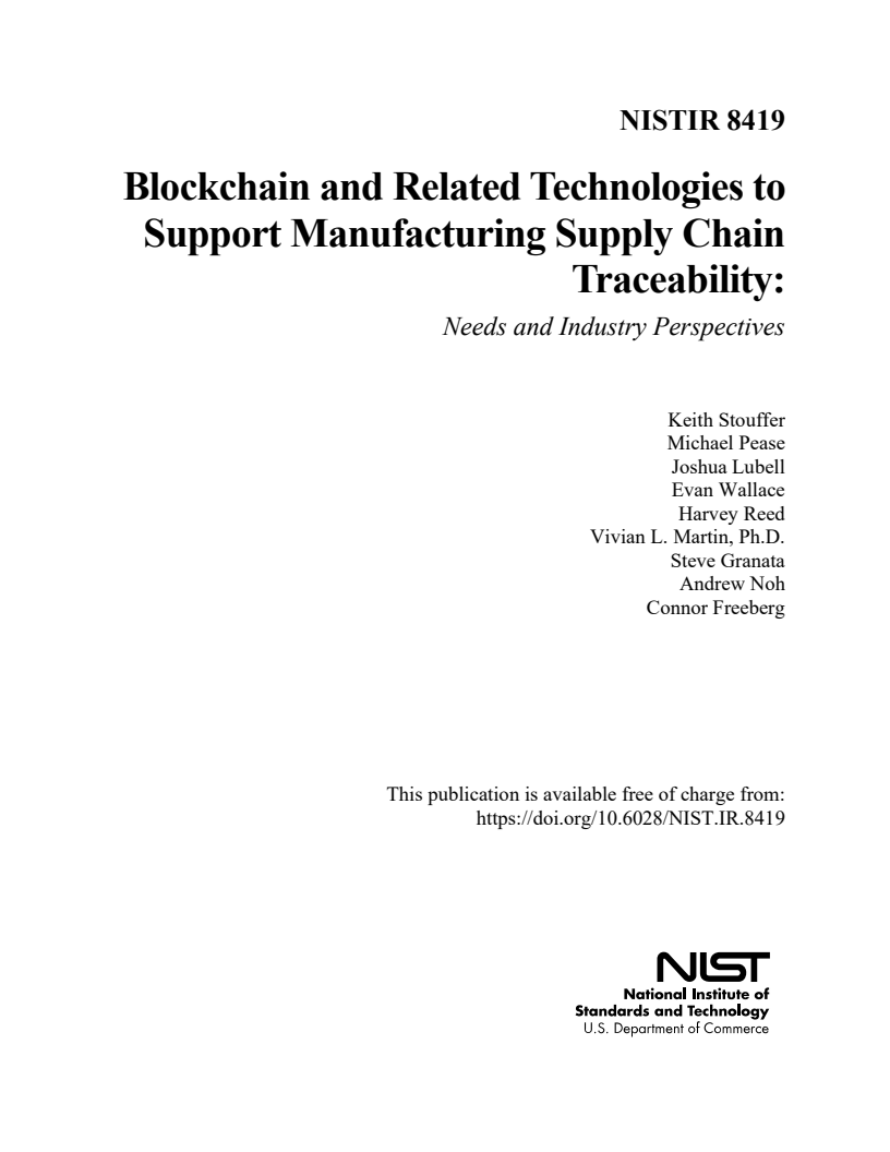 제조업 공급망 이력추적 지원을 위한 블록체인 및 관련 기술 (Blockchain and Related Technologies to Support Manufacturing Supply Chain Traceability)