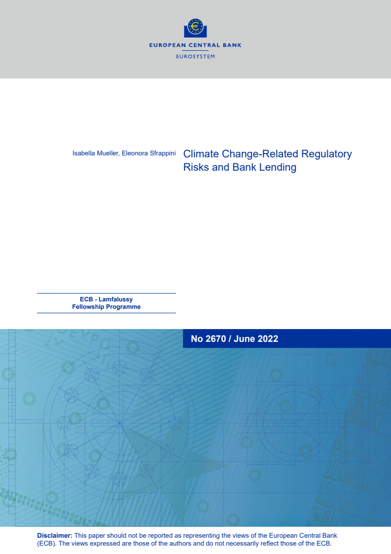 기후 변화와 관련된 규제 위험과 은행 대출  (Climate Change-Related Regulatory Risks and Bank Lending)(2022)