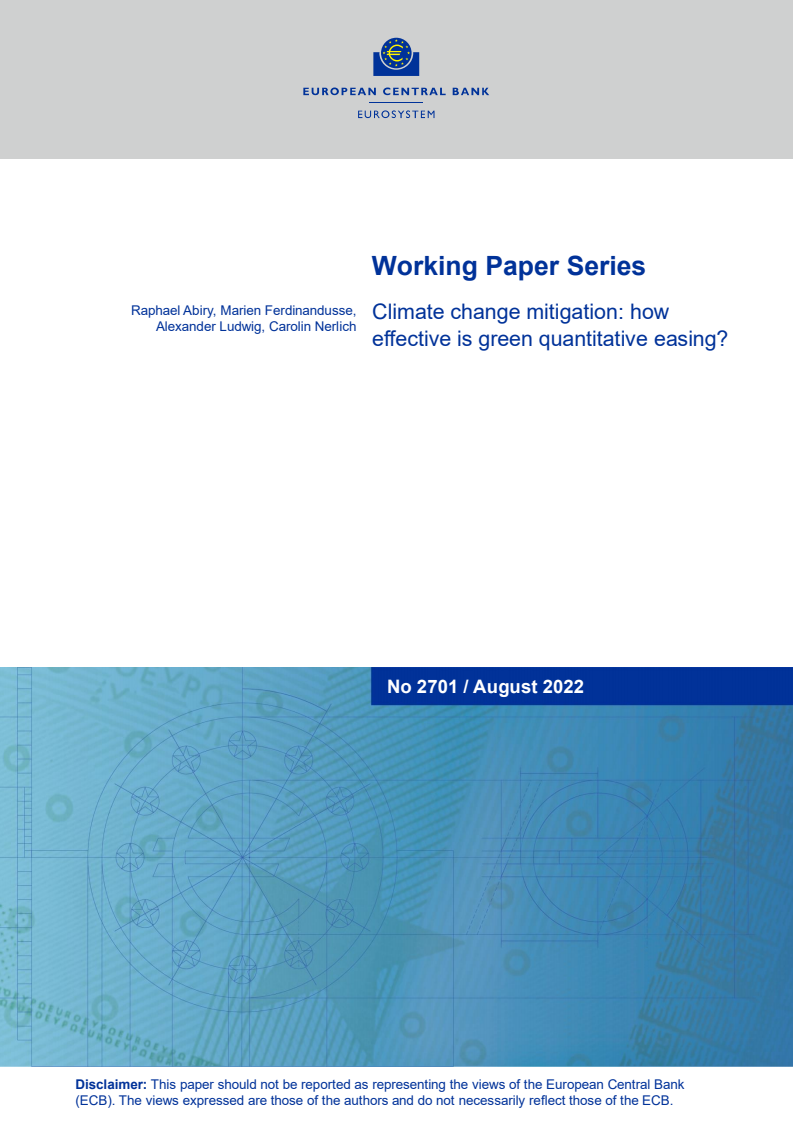 기후 변화 완화 : 녹색 양적완화의 효율성 (Climate change mitigation: how effective is green quantitative easing?)