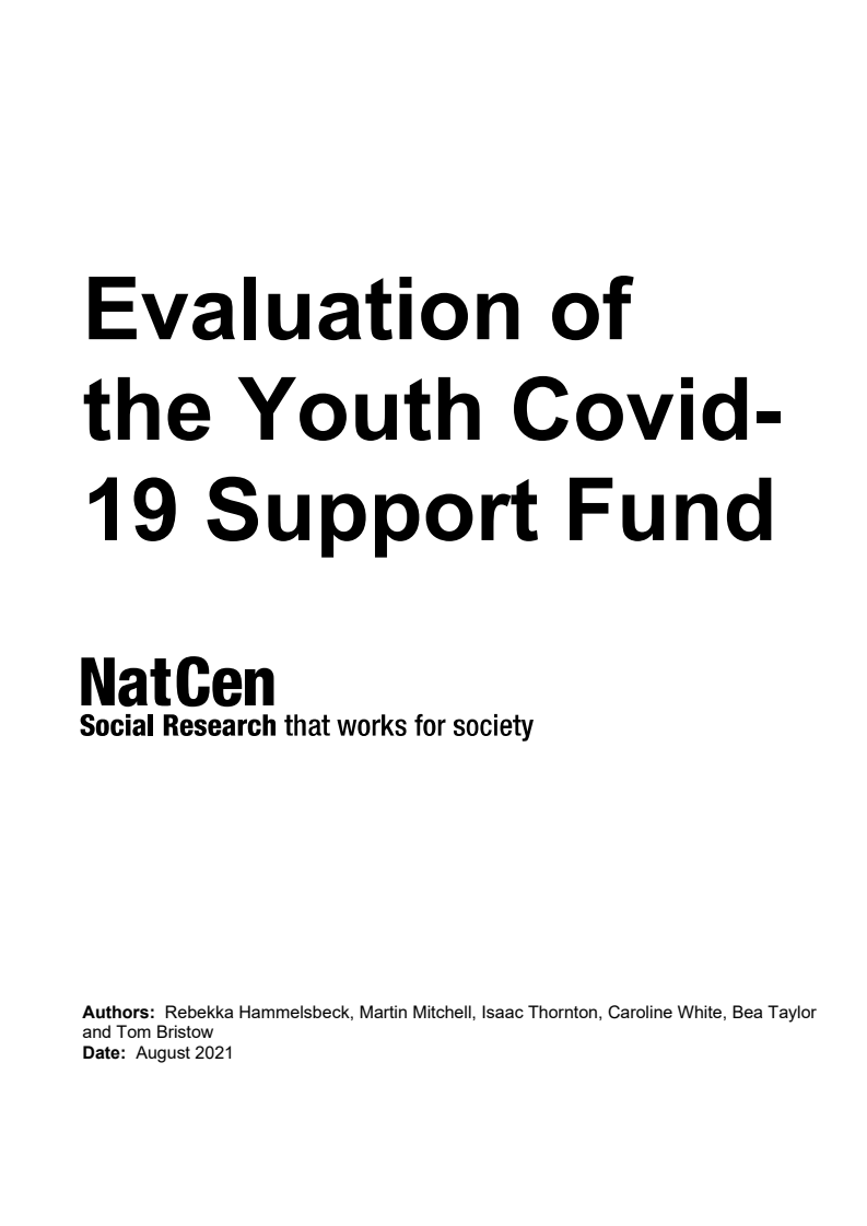 
청소년 코로나19 지원 기금 평가 (Evaluation of the Youth Covid19 Support Fund)(2022)
